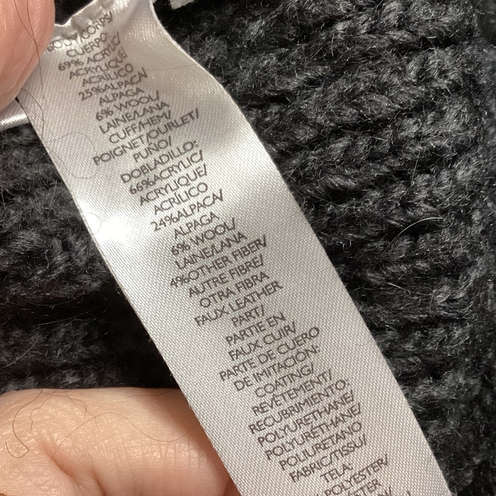 Loft Alpaca Wool Blend Asymmetrical Moto Sweater Jacket Large - Picture 10 of 10